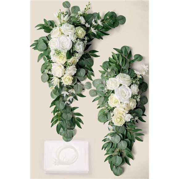 Artificial Wedding Arch Flowers Kit(Pack of3),with 26Ft White Color Wedding Arch - Picture 6 of 7